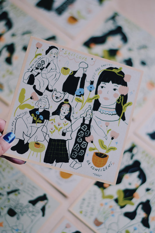 Little Sketch Lineart - Square Print (148mm x 148mm)