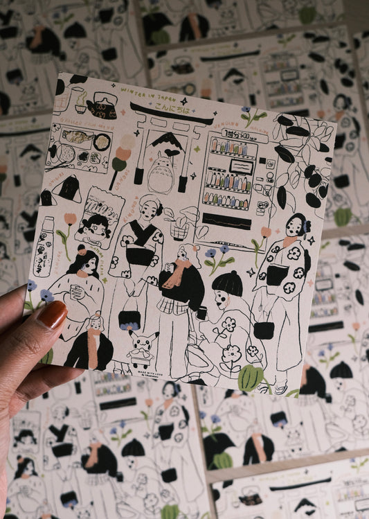 Little Sketch Lineart - Square Print (148mm x 148mm) Japan Edition