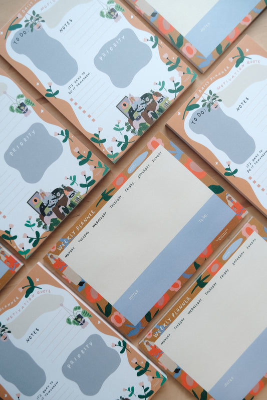 A5 Daily Planner Flower Pattern (14,8cm x 21,0cm) 50 Sheets