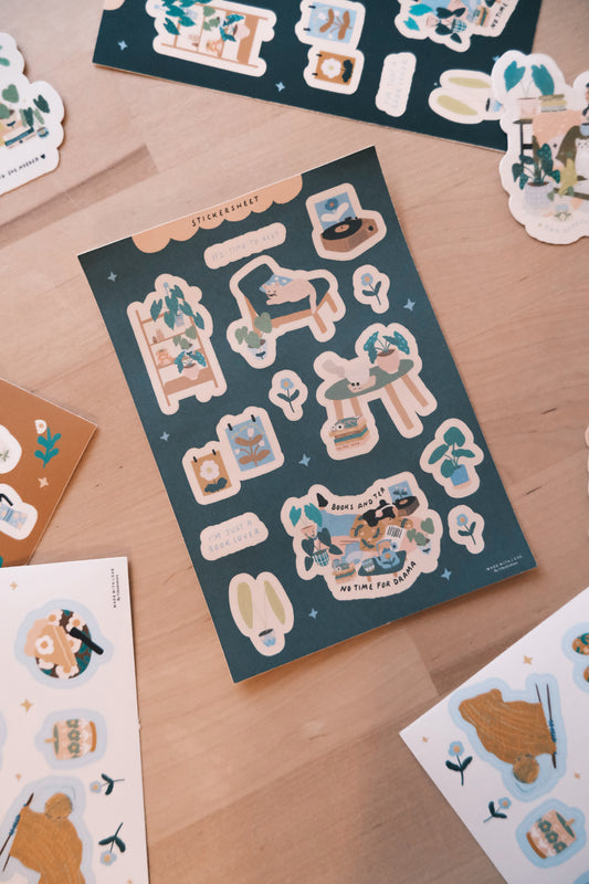 Sticker Sheet Books & Tea