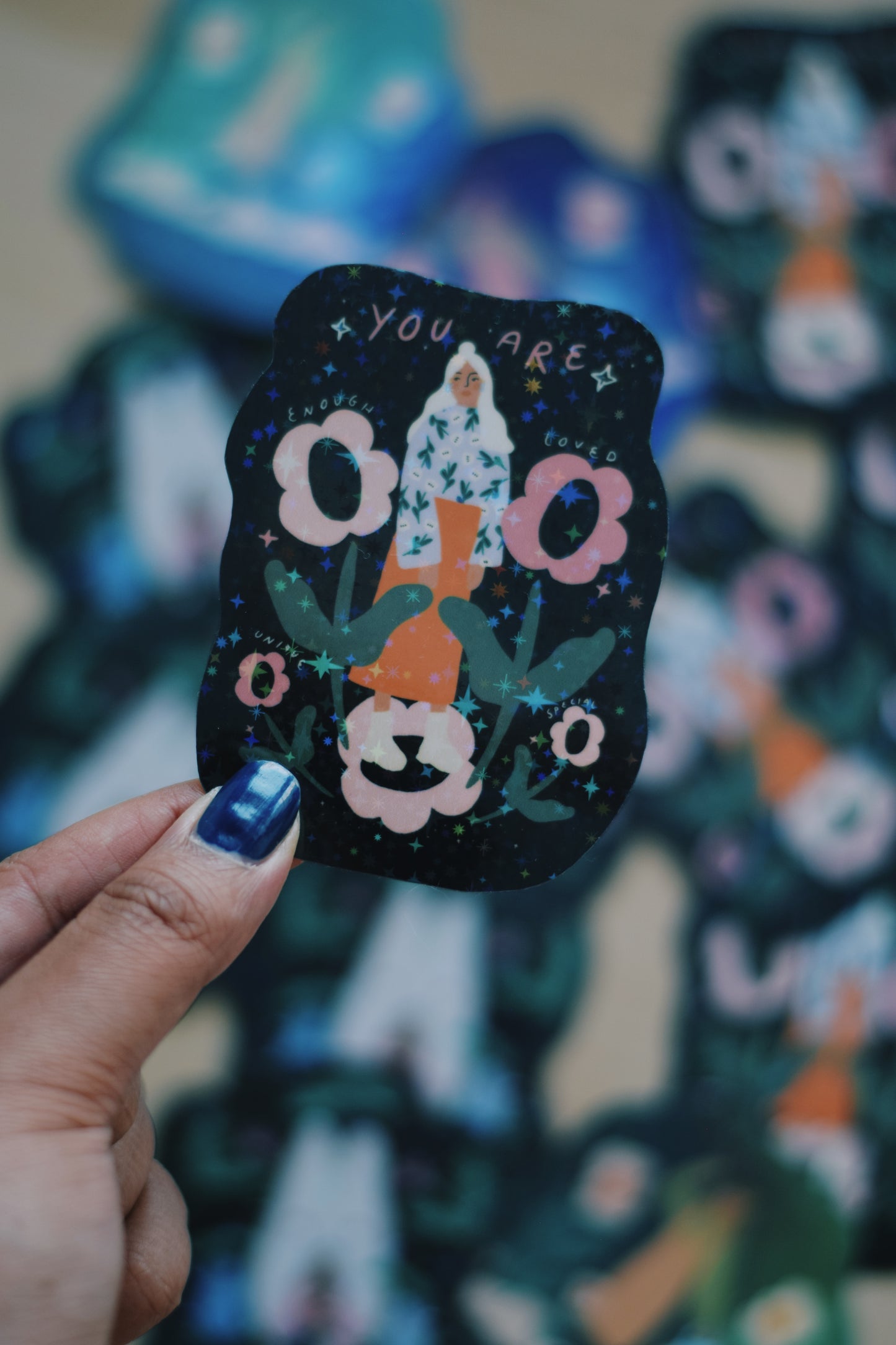 Different stickers with holographic, glossy and glitter paper effect / Limited Edition