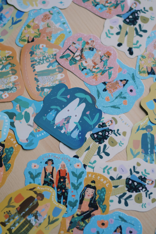 Different stickers with holographic, glossy and glitter paper effect / Limited Edition