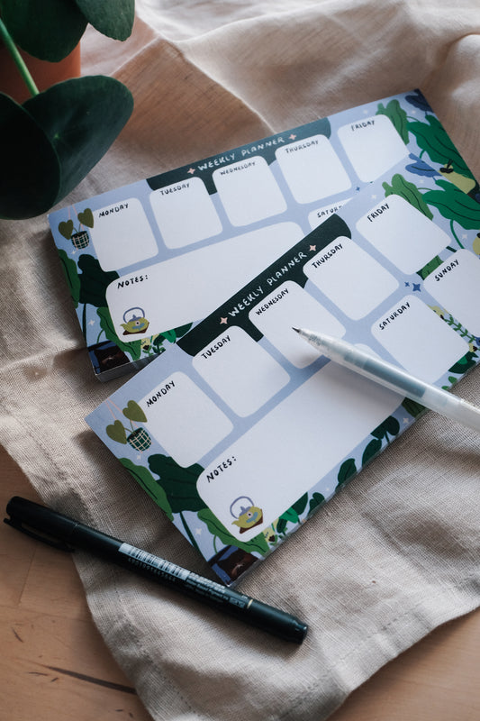 DIN A LANG Weekly Planner Flower Pattern / 50 Sheets