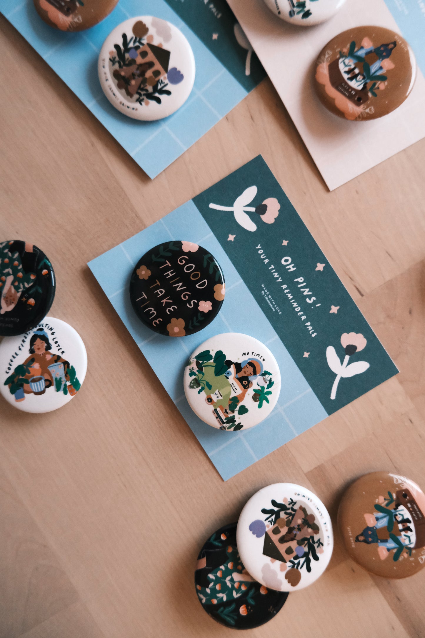 Your little reminder Pals - Pin Buttons Pack (2x Pins included)
