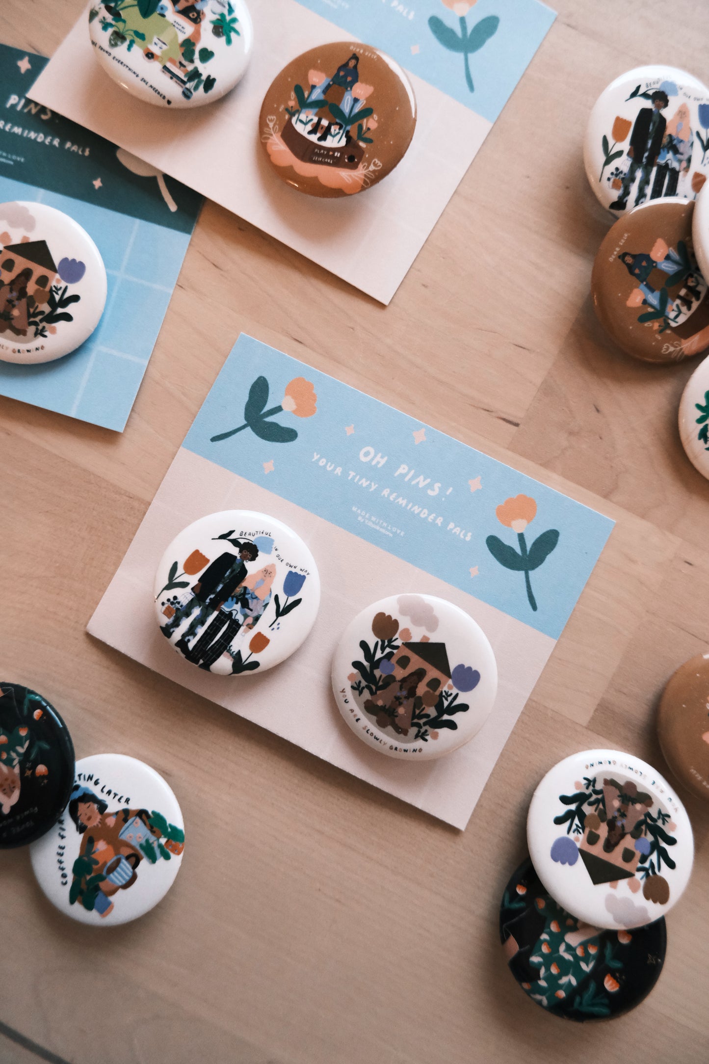 Your little reminder Pals - Pin Buttons Pack (2x Pins included)