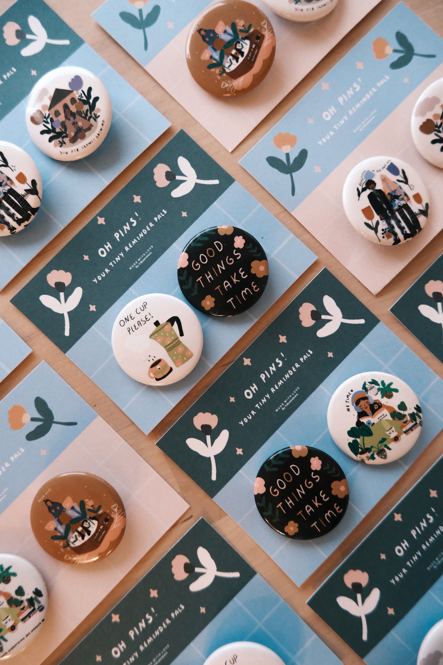 Your little reminder Pals - Pin Buttons Pack (2x Pins included)