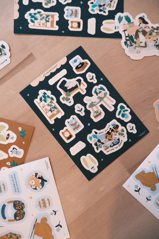 Sticker Sheet Books & Tea